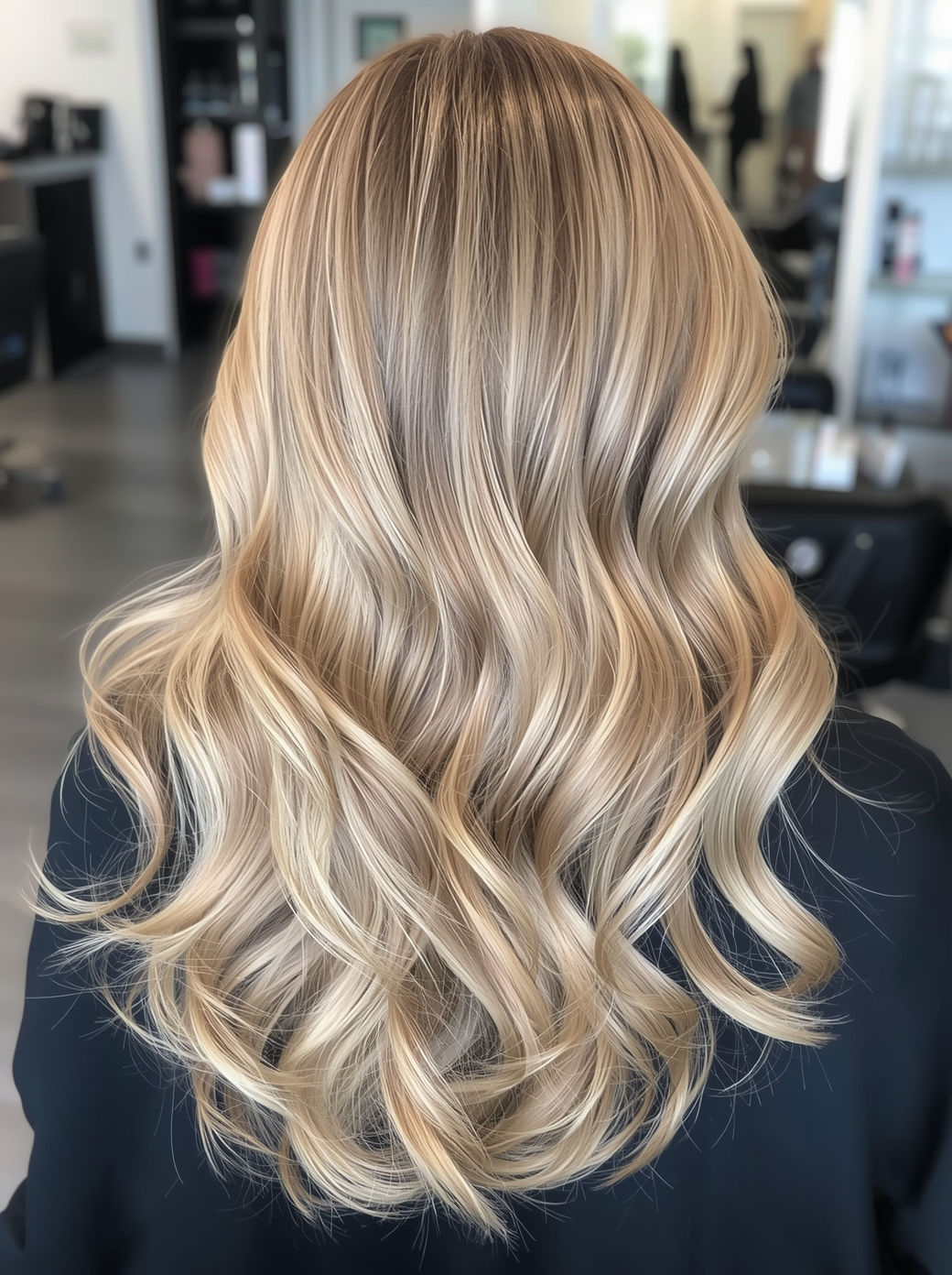 Blonde hair with dimensional highlights and lowlights by Hair Day Beauty Salon
