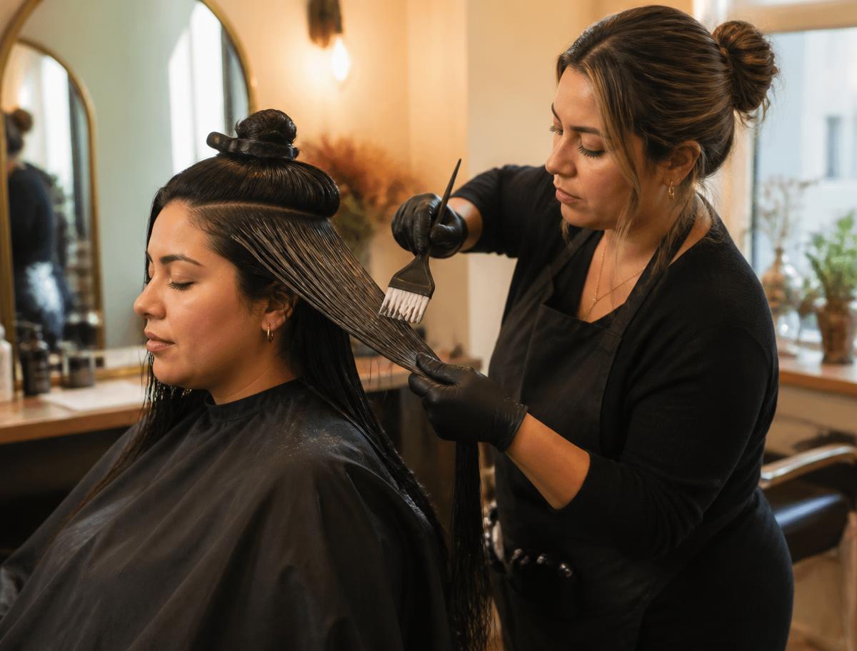 Keratin treatment smoothing service at Hair Day Beauty Salon in Vallejo, CA