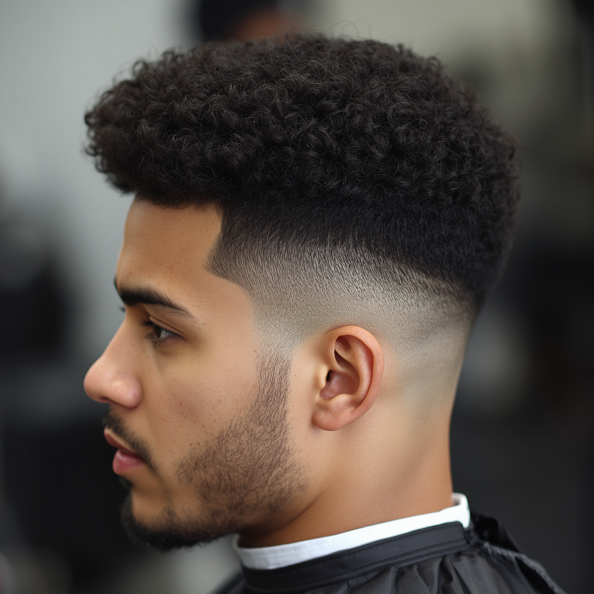 Drop Fade + Curly Top — Latino men's haircut style